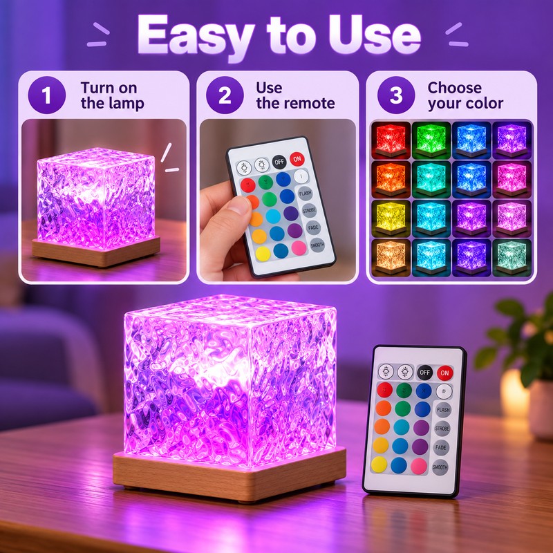 Ocean Wave Projector Night Light for Bedroom – 16-Color RGB
