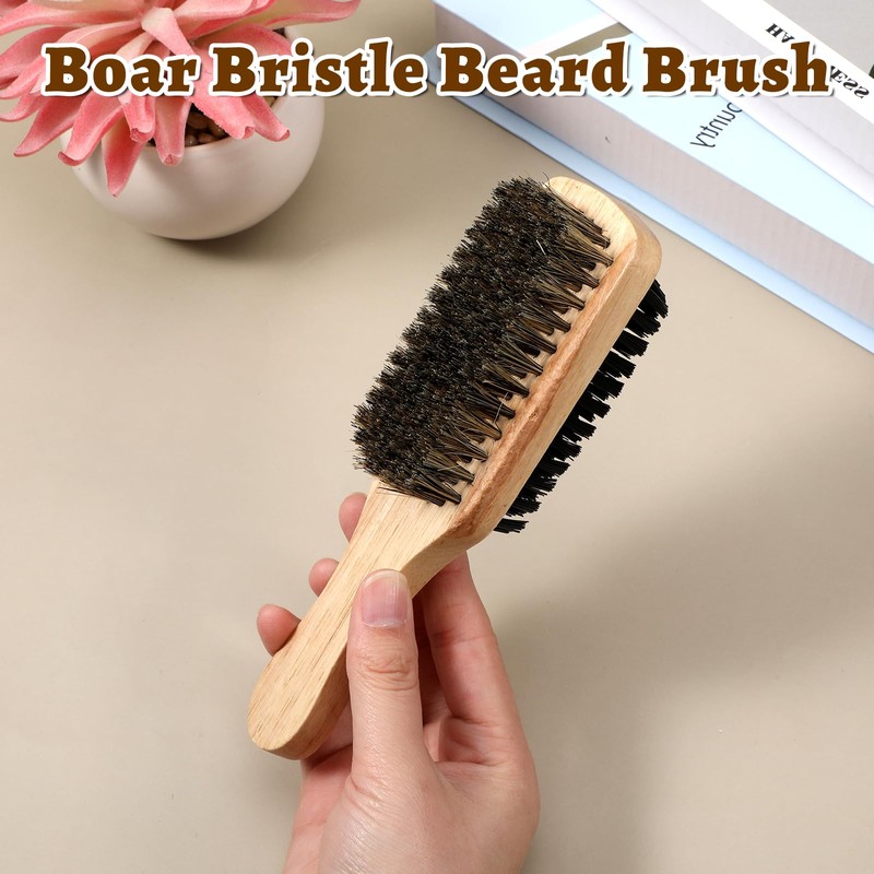 Double Sided Beard Brush, Lmitation Bristle Firm and Soft Sides