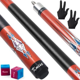 Kmise Pool Stick Set of 5, 58" 21oz Pool Cue Stick, Canadian Maple Billiard Pool Cue Stick, Professional Pool Cue for Bar House Pool Table Sports,Orange.