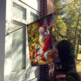 Caroline's Treasures DAC4158CHF Shih Tzu and Santa Claus House Flag Large Porch Sleeve Pole Decorative Outside Yard Banner Artwork Wall Hanging, Polyester, House Size, Multicolor