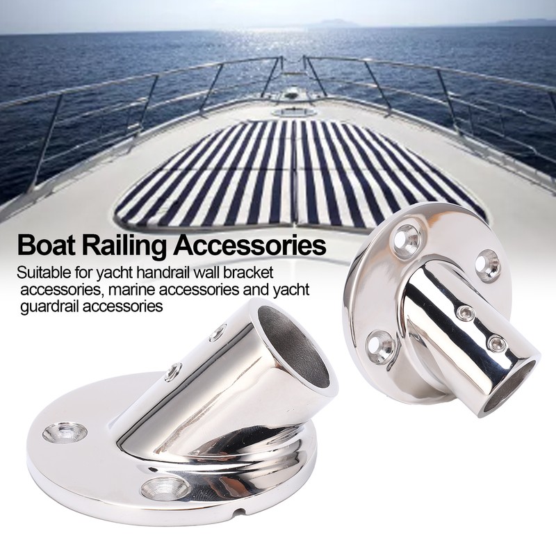 Boat Hand Rail Fitting Stainless Steel 45 Degree Round Base