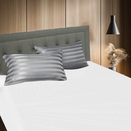 Stripe Satin Silk Pillowcase Pillow cover for Hair and Skin Pillowcases with Envelope Closure Pillow case 50 x 75 cm (Silver Grey 2 Pcs)