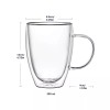 Wells 12 Oz Double Walled Glass Coffee Mugs with Handle,