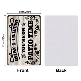 SUPERDANT Metal Sign Patio Time Vintage Tign Sign Relax & Unwind Metal Wall Art Quotes and Vine Iron Wall Decor Man Cave Retro Wall Decor for Bar Balcony Terrace Garden Decoration