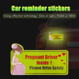 SoarExcelyyPregnant Driver Magnet for Car – 10.6"x5.7" Reflective Magnetic Safety Sign, Waterproof, Reusable, Strong Adhesive, Car Accessories for Pregnant Drivers