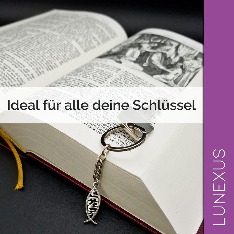 Lunexus Jesus Fish Keyring - Ichthys Symbol Made of Metal