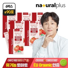 Total 90 packets Natural Plus Organic Tomato Juice 100 15 packets 6 boxes Spanish ripe tomatoes sugar-free fruit juice / 총 90포 내츄럴플러스 유기농 토마토즙 100 15포 6박스  스페인 완숙 토마토 무설탕 과일즙