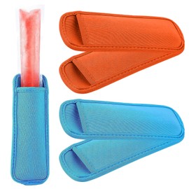 YAZANY Ice Pop Holders, 4 Pcs Reusable Blue Ice Pop Bags, Popsicle Holder Bags for Kids, No Drip, Antifreezing Sleeves for Kids Party Drink