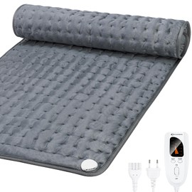 MYCARBON Heating Pad Back 90 x 52 cm Heat Cushion with 6 Heat Settings 4 Timer Levels Washable Electric Blanket with Automatic Shut-Off for Shoulder Neck Belly Neck Grey