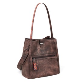 FADEON Bucket Bag for Women Purses and Handbags Designer Hobo Bags for Women Crossbody PU Leather Shoulder Bag Trendy Brown