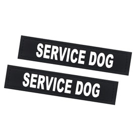 2Pack Service Dog Patch, Removable Vest Patches for in Training Dogs, Black Dog Harness Patches with Hook Backing, Service Dog-M