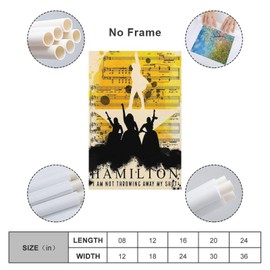 Hamilton - Póster musical inspirador en lona para pared, pintura decorativa estética, estilo sala de estar, 12 x 18 pulgadas (30 x 45 cm)