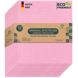 Zukunftsenkel Dishcloths, Swedish Dishcloths, Sustainable Cleaning Cloths, Wash Cloth, Biodegradable, Plastic-Free (Pink)