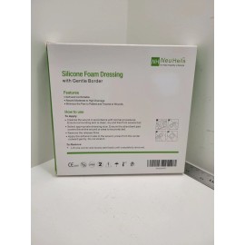 Neu Heils Silicone Adhesive Foam Dressing Bandage with Gentle Border 6" x 6"  for Bed So