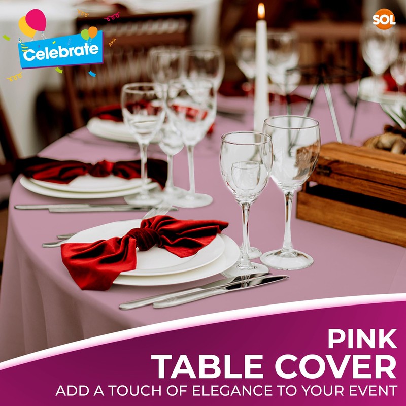SOL 6pk Pink Round Table Cloth Disposable | 140cm Party
