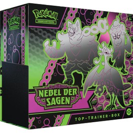 Pokémon-Sammelkartenspiel: Top-Trainer-Box Karmesin & Purpur – Nebel der Sagen (1 Vollbild-Promokarte mit Türkisgrüne-Maske-Ogerpon, 9 Boosterpacks & Premium-Zubehör)