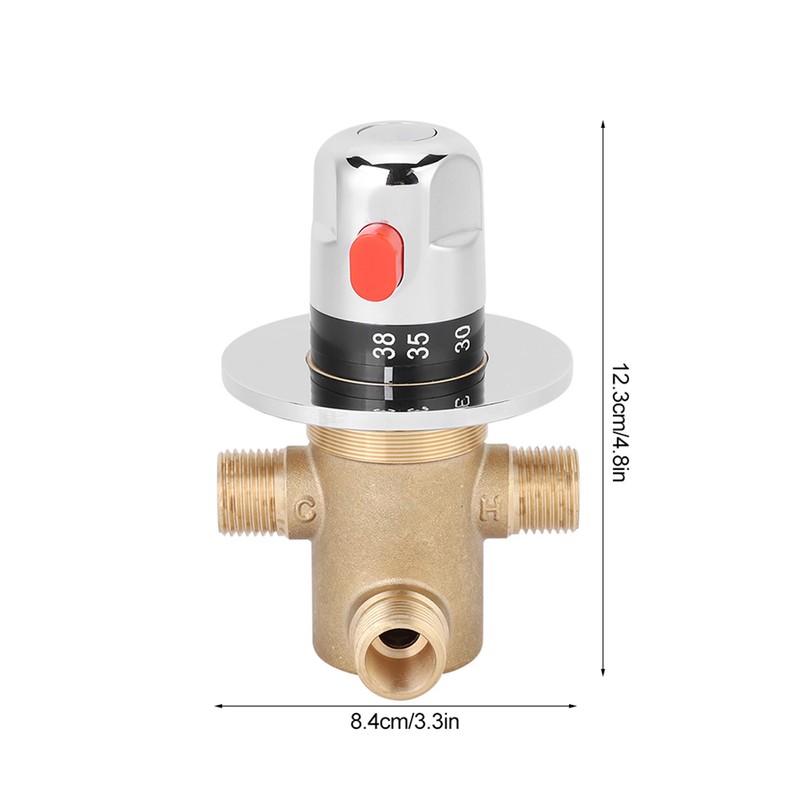 G1/2in 3 Way Brass Thermostatic Mixing Valve Faucet Temperature Mixer