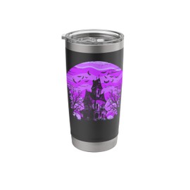 Creepy Haunted House, Scary Bats, Trees & Spooky Full Moon Stainless Steel Insulated Tumbler
