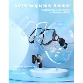 QcoQce Dry Snorkel Set, Anti-Fog and Panoramic Wide View Diving Mask, Easy Breathing and Professional Snorkel Mask with Soft Mouthpiece, Snorkel Set for Adults