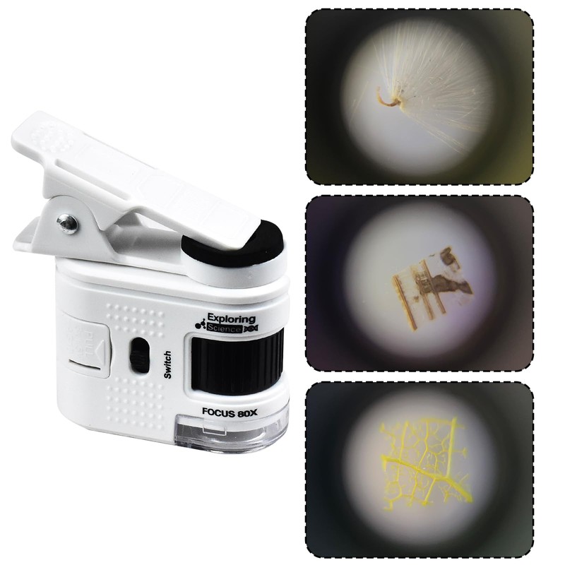 LALASTYLE 80x Portable Microscope Pocket Handheld Mini Microscope with LED