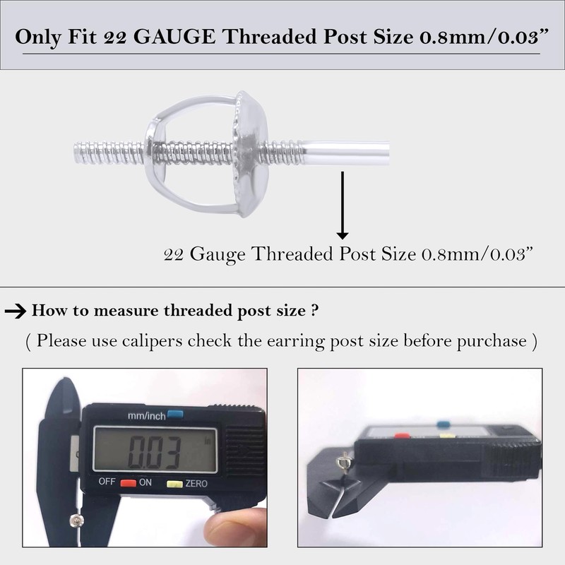 14k Solid Yellow Gold Replacement Pair Earring Screw Back Backings