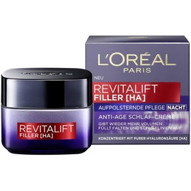L'Oréal Paris Night cream, Revitalift filler, anti-ageing face care, anti-wrinkle and volume, hyaluronic acid concentrate, 2 x 50 ml