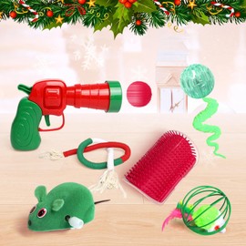 Cat Christmas Toys,Interactive Cat Toy Ball Caged Mice Teeth Cleaning Toy - Multifunctional Cat Ball Toy, Christmas Interactive Cat Toys for Bored Indoor Adult Cats