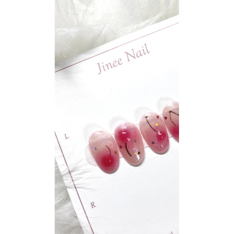 Cherry Drop Nail Tips - Short Oval / 체리 드롭