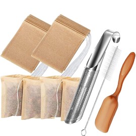 Tea Infuser Set,Disposable Tea Bags and Stainless Steel Tea Infuser Stick Pipe with Tea Spoon for Loose Leaf Tea (101pcs)