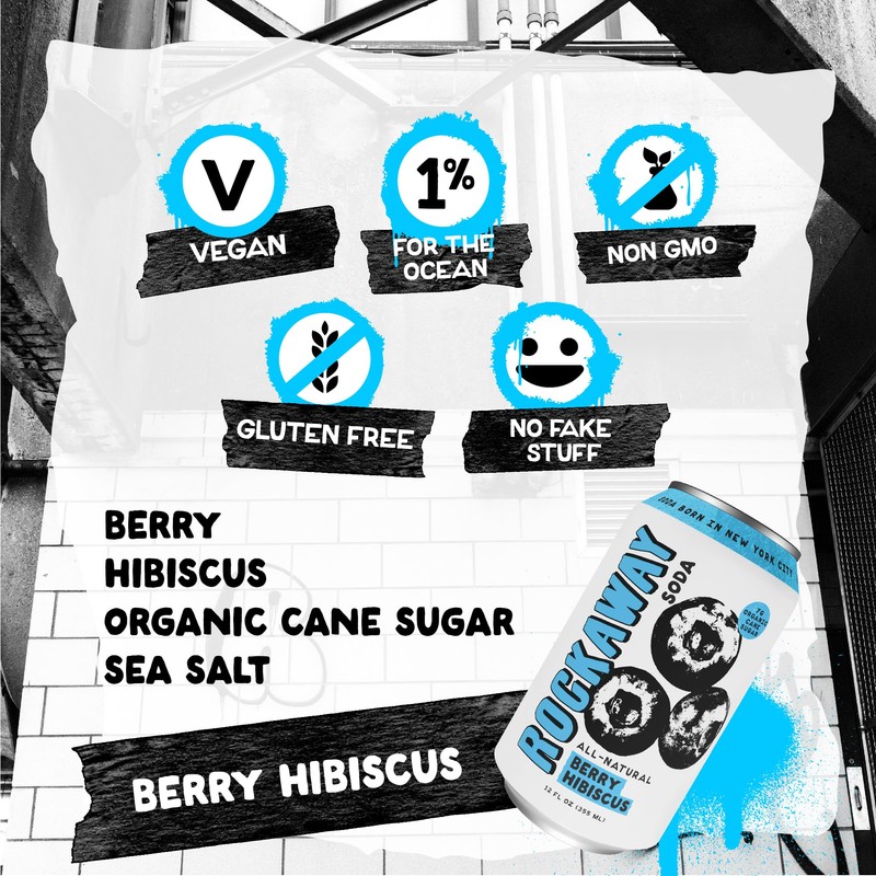 ROCKAWAY Berry Hibiscus Soda Drinks - Low calorie drinks made