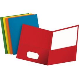 Oxford Two Pocket Folders, Textured Paper, Assorted Colors (Blue, Red, Yellow, Orange, Green), For School, Home, and Office, Letter Size, 25 Per Box (57513EE)
