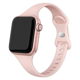 SWEES - Correa deportiva compatible con iWatch de 38 mm, 40 mm, 42 mm y 44 mm, silicona suave y ajustada, fina, delgada, pequeña, correa de repuesto para iWatch Series de la 1 a la 4, edición deportiva para hombre y mujer, Arena rosa, 38mm/40mm - S/M: 5.