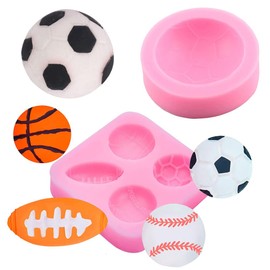 YGCHEN Silikonform Ball Silikonformen Fondant Mini Hälfte Basketball Fußball Rugby Tennisball Form Silikon Formen DIY Ball Sports Silikonform Fondant Gießform (4 Stück)