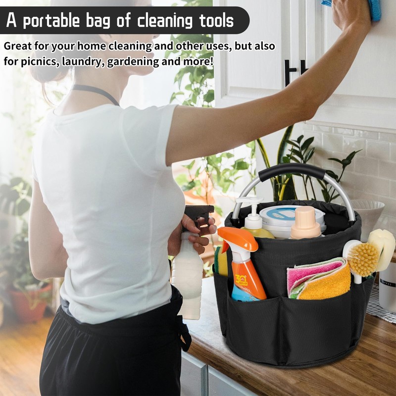 ATDORO Cleaning Caddy Organizer With Handle, Foldable Bucket Organizer, Caddy