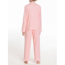 Pintage Women's Petite Cotton Pajama Set Petite Length Pjs L Light Pink