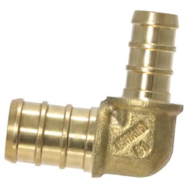 10 Pcs XFITTING Pex 1/2 Inch X 3/8 Pex Reducing Elbow Brass Crimp Fitting, 25-5-4=10X
