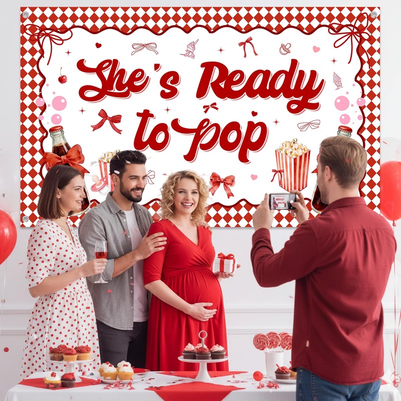She's Ready to Pop Decorations, Red Soda Theme Popcorn Backdrop