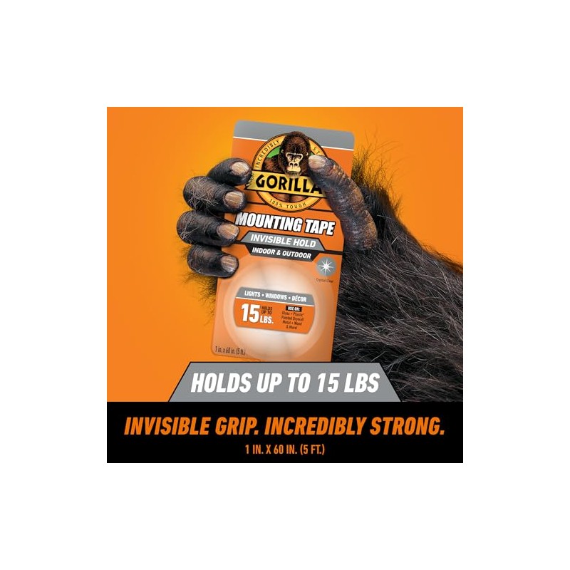 Cinta Adhesiva Trasparente Doble Cara 1.52m uso rudo marca Gorilla