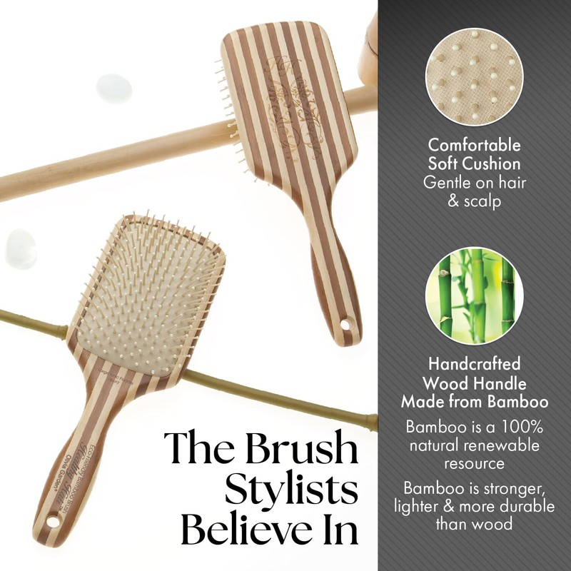 Olivia Garden Healthy Hair Eco-Friendly Bamboo Ionic Paddle Hair Brush