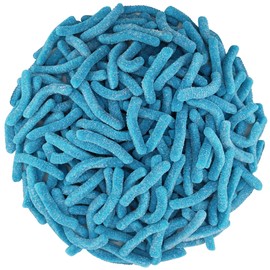 FirstChoiceCandy Sweet & Sour Gummy Worms, Multi Flavors and Solid Colors (1 Pound, Sour Blue Raspberry)