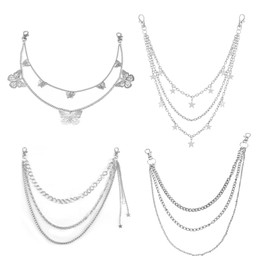 Pluvyze 4 Stück Pants Chain,Hosenkette mit Karabiner,Schlüsselkette für Biker & Trucker,Geeignet für Jeans & Hose,Hip Hop Stilvolle Accessoires