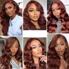 Hxxcoup Body Wave #33 Reddish Brown Human Hair Wig 13x6