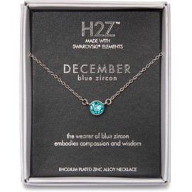 H2Z Pavilion Gift Company 16227 December Blue Zircon Birthstone Necklace with 18-Inch Chain