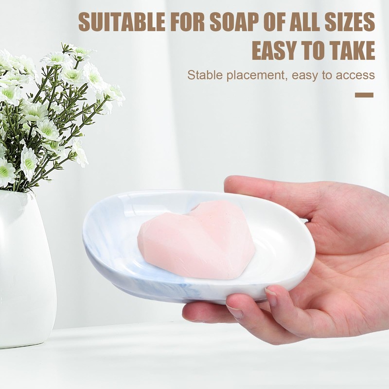 Mayoii Soap Dish Ceramic Beautiful Waterproof Rustless Stable Marbling Soap