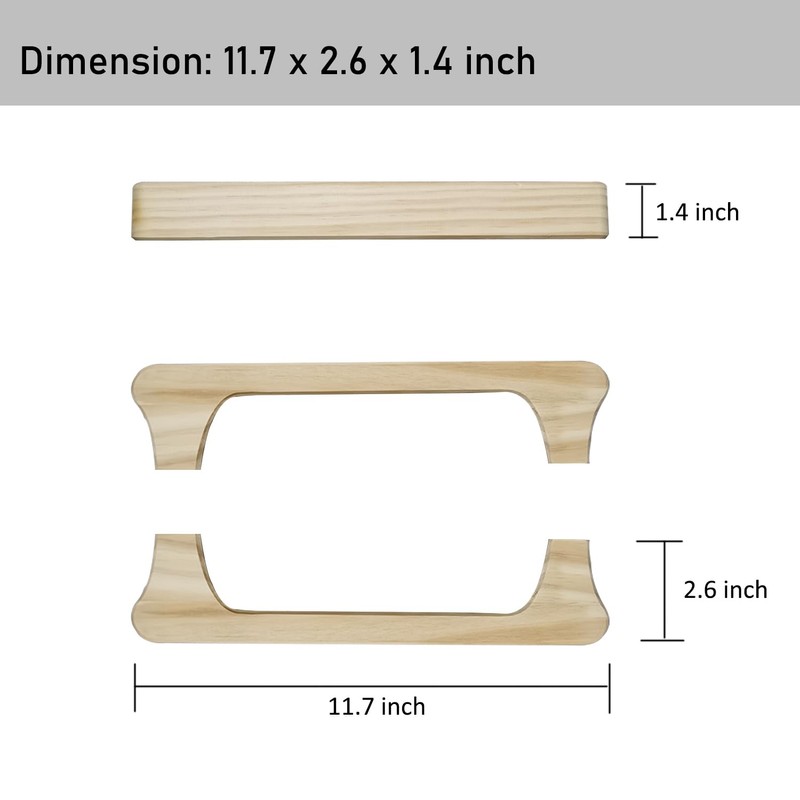 NUIBY Large Wooden Door Pull Handle, Solid Wood Door Handle
