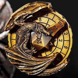 7-in-1 Spinner DND Dice Set, Rotate Metal Rotate Dungeons and Dragons DND Compass Dice, Cool RPG Role Playing Table Game Dice（Gold）