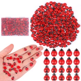 EVERMARKET 200 PCS Tiny Resin Ladybugs for Crafts Mini Ladybugs Dollhouse Miniatures Mini Animals for Car Fairy Garden Micro Landscaping Plant Nail Decoration (Ladybug)