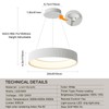 Dnshjue Modern LED Chandelier- White Dimmable Circular LED Pendant Light