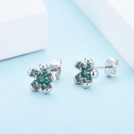 Small Flower Stud Earrings 925 Silver Earrings for Women Girls Hypoallergenic Small Flower Earrings with 5A + Zirconia Helix Cartilage Tragus Earrings Silver Gifts (10 mm), White Gold