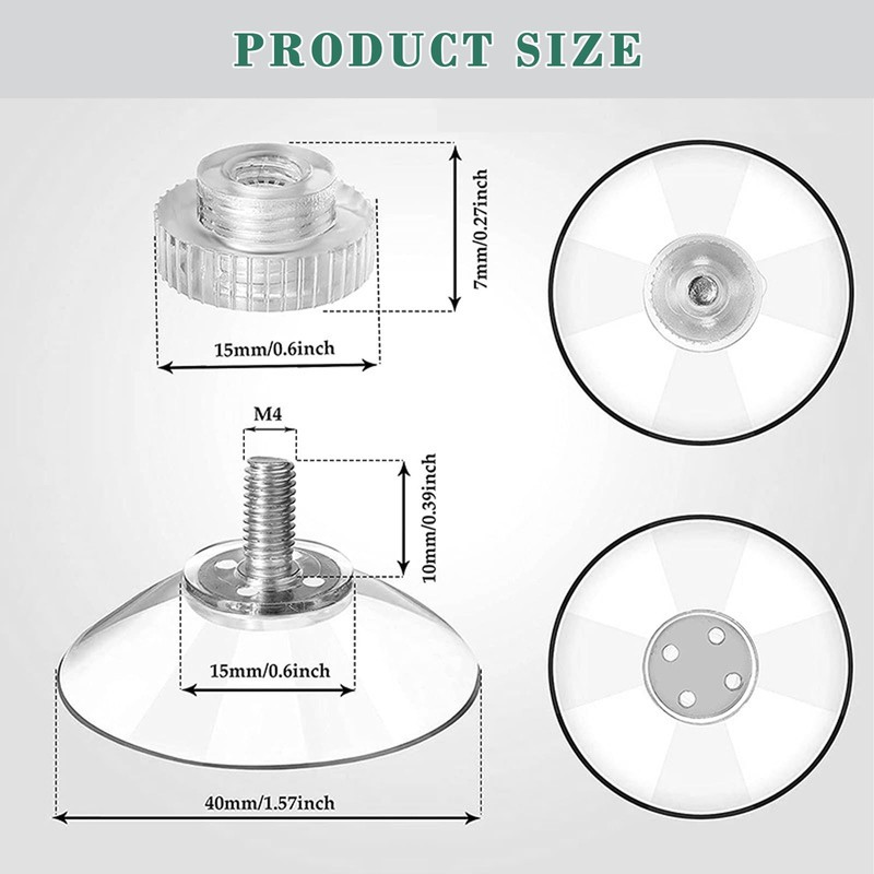 10Pcs Plastic Sucker Pads Transparent Suction Cup Screw Nut Suction